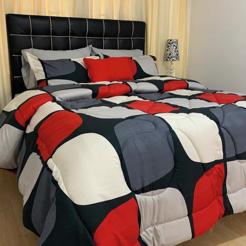 Imagen 3 de 5 de Plumón Sencillo Estampado Ovalos + Fundas