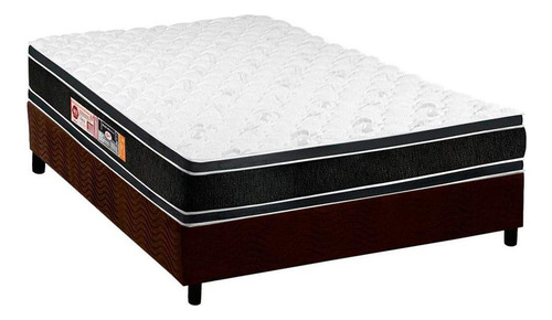 Conjunto Box Casal: Colchão Espuma Castor D33 Black E White+