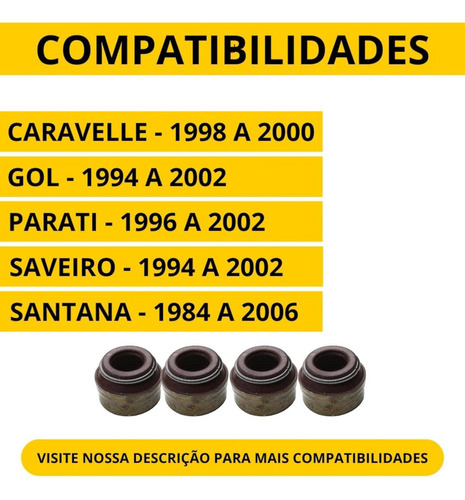 Kit 8 Retentores Haste De Válvula Santana Gol Parati Pda1994