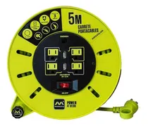 Comprar Extensión Eléctrica 5 Mts Tipo Carrete + Indicador Led Color Verde Lima
