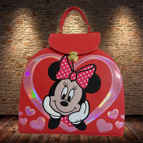 Imagen 2 de 8 de Bolsa - Mochila Para Dama En Rojo, De Disney (minnie Mouse)