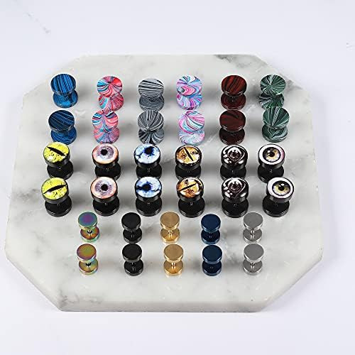Sailimue 17 Pares De Aretes Para Hombre, Calibres Falsos, Ta