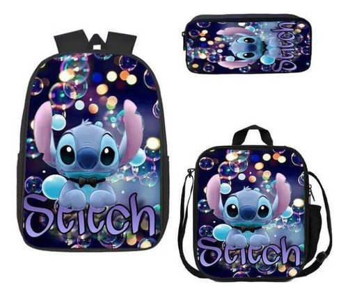 Mochila Stitch De 3 Piezas Para Estudiantes De Primaria Y Se