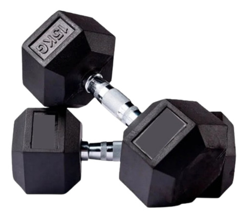 Mancuernas Hexagonales De Caucho 15kg Gimnasio En Casa