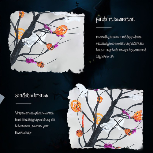 24 Luces Led Moradas For Árbol De Halloween, 20 Pulgadas, C