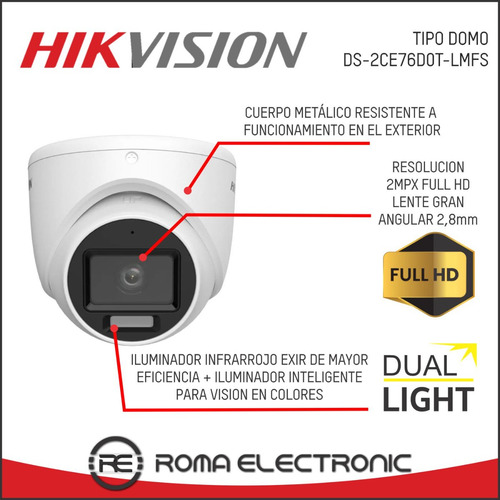 Camara Seguridad Hikvision 1080p Dual Light Audio 2mp Color
