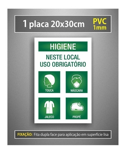 Placa Higiene Use Epis Touca Máscara Jaleco Propé - Cozinha