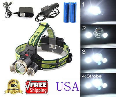 30000lm Cree Xm-l 3t6 Linterna Cabeza Lámpara 2 X 18650 Bate