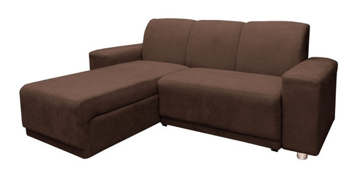 Sillon Juego De Living Comedor Sofa Chaise Long Marron Plaza