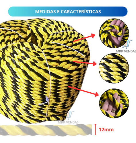 Corda Zebrada 12mm 100m Carnaval Praia Sinalização Contenção