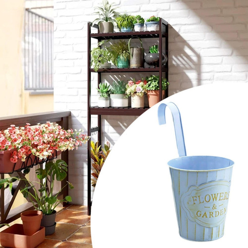 Maceta De Hierro Para Flores, Maceta Colgante Pequeño Azul