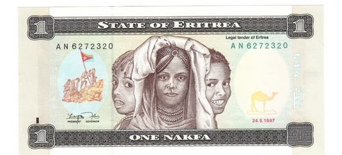 Eritrea Billete 1 Nafka Unc 1997 Pick 1