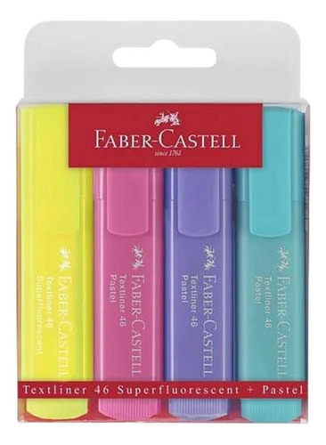 Set 4 Marcadores Marcatextos Color Pastel Faber Castell Tl46