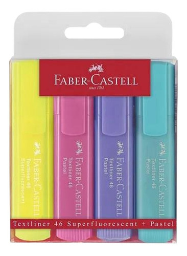 Set 4 Marcadores Marcatextos Color Pastel Faber Castell Tl46