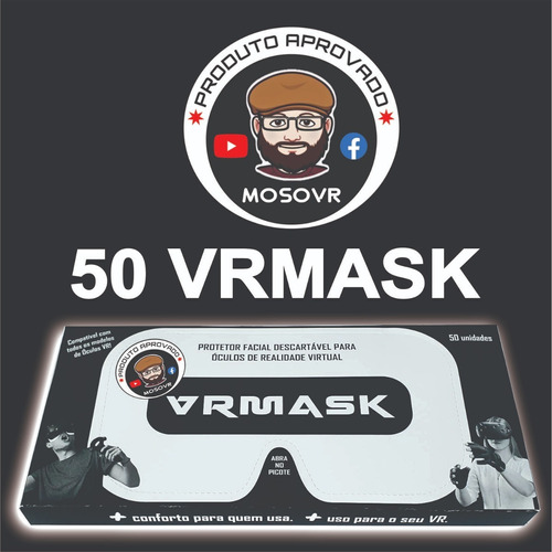 Imagem 1 de 5 de 50 Vrmask  - Canal Mosovr E Oculus Quest Brasil - Brancas
