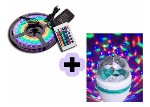 Tira Led Rgb 5 Mts Más Lámpara Giratoria