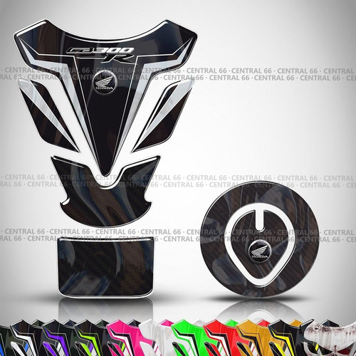 Kit Adesivo Protetor De Tanque + Bocal Honda Cb 300r 2012 Pr Cor Carbono/prata