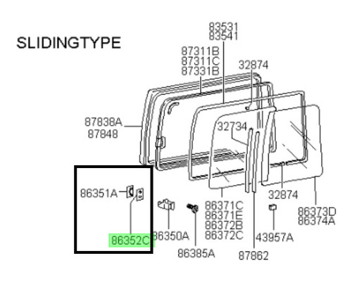 Seguro Vidrio Corredera Original Hyundai Galloper 1994 1997