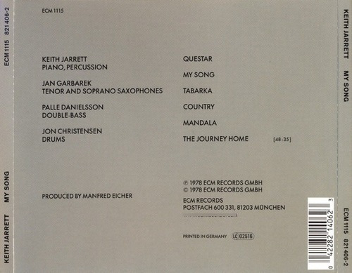 Keith Jarrett - My Song - Cd / Kktus