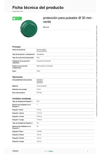Capuchón De Goma Verde Para Cabezas 9001kr*u