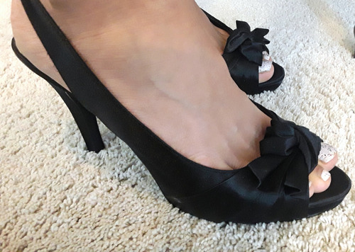 Tacones De Razo Negro Dama Casual O Fiesta