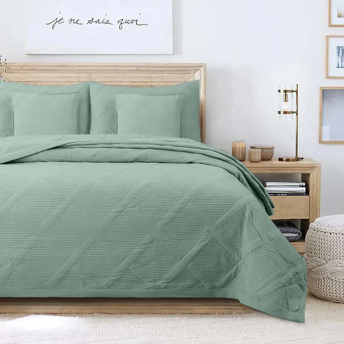 Quilt Cubrecama Kavanagh Brisa King 290x250 Cm Con 4 Fundas Verde Brisa