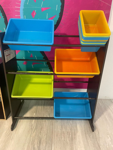 Mueble Organizador Juguetero Color Cafe Mdf