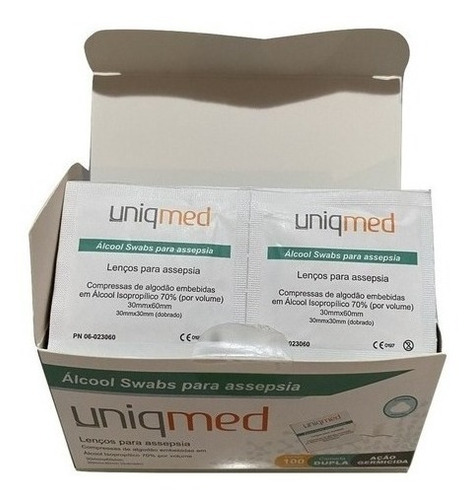 Álcool Swab 70% Saches Lenços Umedecidos 100un - Uniqmed
