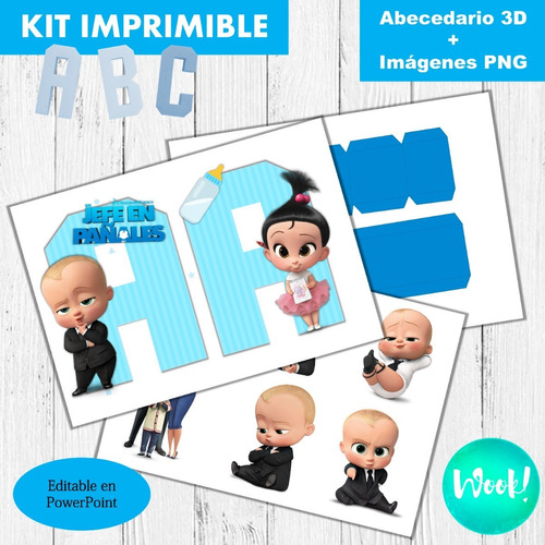 Kit Imprimible Letras 3d Un Jefe En Pañales