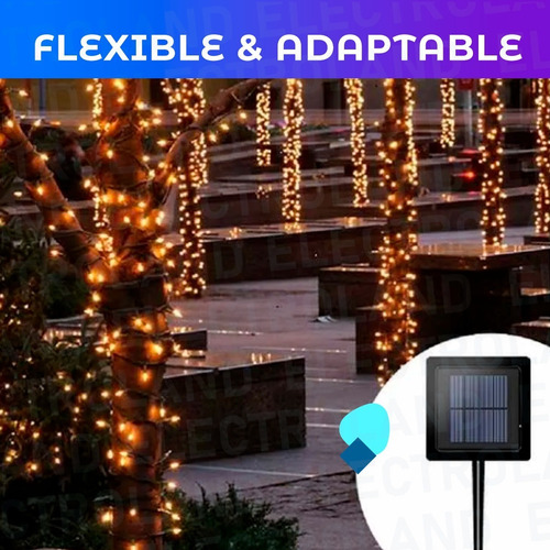 Guirnalda Luz Led Cálidas Efectos Solar Estaca Navidad 100l