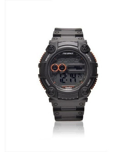 Reloj Okusai Pro Space Hombre Caucho Psh0054 -dir-8h Crono Malla Negro Bisel Negro Fondo Negro