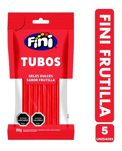 Gomitas Fini - Tubos Sabor Frutilla (pack De 5 Unidades)