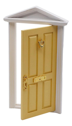 1:12 Puerta Multiusos De Madera Para Casas De Amarillo