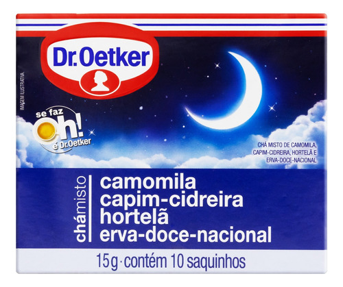 Chá Camomila, Capim-Cidreira, Hortelã e Erva-Doce-Nacional Dr. Oetker Caixa 15g 10 Unidades