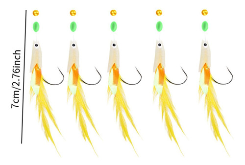 Ligas De Pesca 5x Con Perlas Luminosas Luras Luras Amarillo