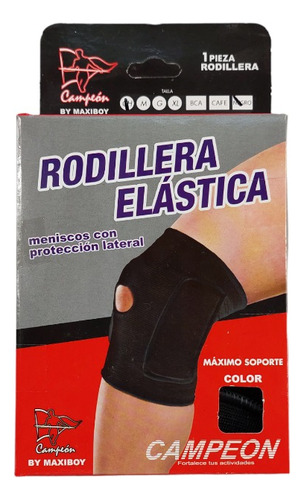 Rodillera Elástica Para Meniscos Campeón Protección Lateral Color Negro Talla Ch