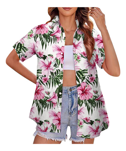 Camisas Hawaianas F Para Mujer, Camisa Casual Con Botones Pa