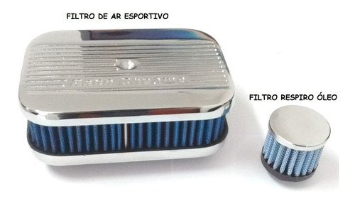 Filtro De Ar Esportivo Fusca Brasilia Puma Spyder Kombi Azul