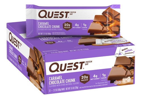 Quest Nutrition , Trozo De Chocolate Caramelo, 12 Unidades