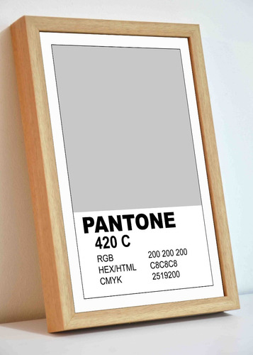 Cuadro De Color Pantone Gris Con Marco De 22x33 Cm - Unicos!