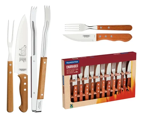 Kit Churrasco Trinchante Pegador + Talheres Jumbo Tramontina
