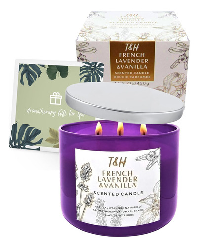 Vela De Aromaterapia De Vainilla Y Lavanda De 3 Mechas | Vel