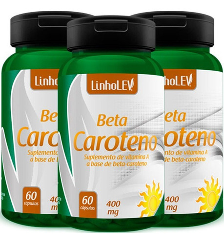 Betacaroteno 600 Ui 3 Frascos Beta Caroteno Premium Sabor N/a