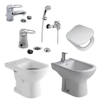 Comprar Combo Ferrum Bari Inodoro+bidet+tapa + Griferías Fv Arizona