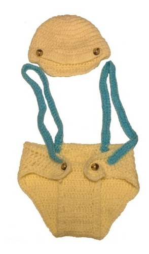 Imagen 2 de 2 de Set Gorro Y Short Tejido A Crochet Para Bebé Fotografía