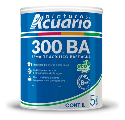 Litro 300ba Acuario Brillante Multisuperficies Base Agua Color Blanco