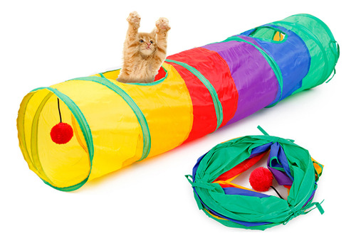 Tunnel Tent Pompon Interactive Kitty Play Ball Cat Tunnel