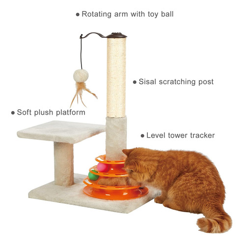 Tall Cat Scratching Post Kitten Sisal Scratcher Tree Com...