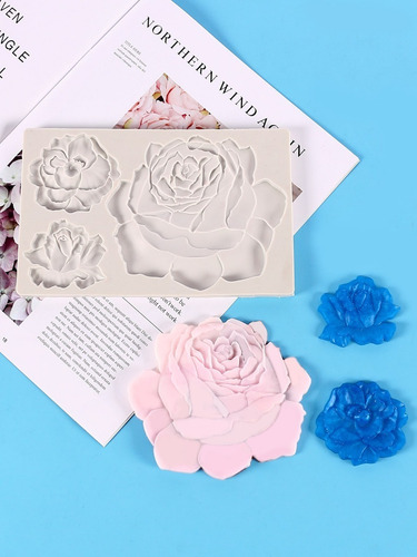 Molde Silicona Floral 3 Rosas - Repostería Resina Artesanal Color Colores