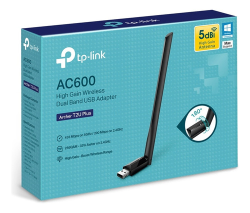 Adaptador De Red Usb Tp-link Archer T2u Plus 600 Mbit/s